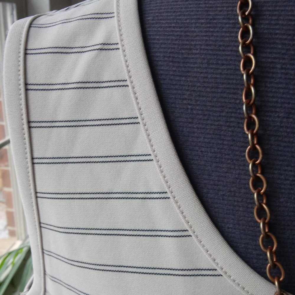 Kathy Ireland Grey Tank with Black Stripes - Picture 4 of 9